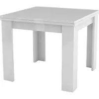 Dmora Ausziehbarer Esstisch Dlirol, Hilfsküchenkonsole, ausziehbarer Tisch, 100 % Italy, cm 90x90h75, glänzend weiß