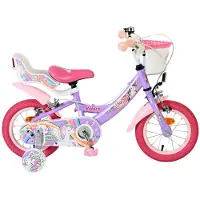 Volare Unicorn Kinderfahrrad - Mädchen - 12 Zoll - Lila - Zwei Handbremsen
