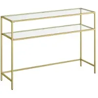 CALICOSY METALLKONSOLE mit 2 Regalen aus gehärtetem Glas 30/90/80 cm