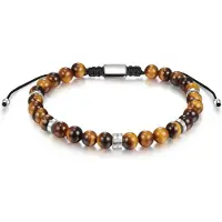 Männerglanz Armband aus Sterling Silber mit Tigerauge in braun | Gr.: onesize