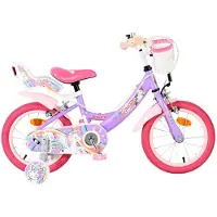 Volare Kinderfahrrad Unicorn 14 Zoll ohne Rücktrittbremse, lila