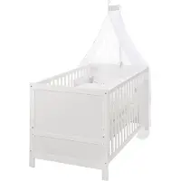 Roba Kombi-Kinderbett 'Sternenzauber grau', 70 x 140 cm, weiß, 3-fach verstellbar, Schlupfstäbe umbaubar zum Juniorbett