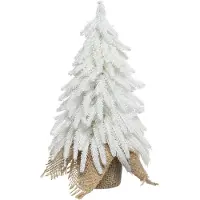 Kaemingk Minibaum Weihnachtsbaum Kunststoff Jutesack indoor D.20cm H.35 cm weiß