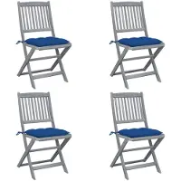 vidaXL Klappbare Gartenstühle 4 Stk. mit Kissen Massivholz Akazie