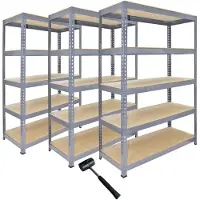Monster Racking 3 x Graues Regal 5 Etagen Garage Lagerregal 120x50x180cm