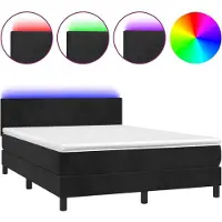 Syfax Boxspringbett mit Matratze & LED Schwarz 140x200 cm Samt