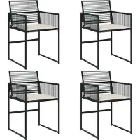 vidaXL Gartenstühle mit Kissen 4 Stk. Schwarz Poly Rattan