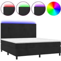 Syfax Boxspringbett mit Matratze & LED Schwarz 160x200 cm Samt