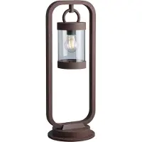ETC Außenstehleuchte Sockelleuchte Wegeleuchte rost Retro Gartenleuchte Stehlampe mit Dämmerungssensor, Aluminiumdruckguss, 1x E27, BxH 23x60 cm