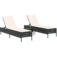 Syfax 3-tlg. Sonnenliegen-Set mit Auflage Schwarz Poly-Rattan