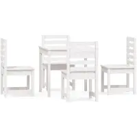 vidaXL 5-tlg. Garten-Essgruppe Weiß Massivholz Kiefer