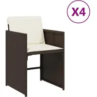 vidaXL Gartenstühle mit Kissen 4 Stk. Braun Poly Rattan