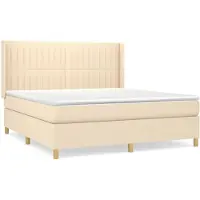 Syfax Boxspringbett mit Matratze Creme 160x200 cm Stoff