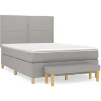 Syfax Boxspringbett mit Matratze Hellgrau 140x200 cm Stoff