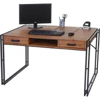 Mendler Schreibtisch MCW-A27, Bürotisch Computertisch, 122x70cm 3D-Struktur Wildeiche-Optik