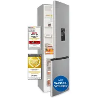 Exquisit Kühl-Gefrier-Kombination, Kühlschrank mit Gefrierfach, 260 Liter, Alarm-Funktion, 4-Sterne-Gefrierfach, KGC5265-70-WS-040D inoxlook