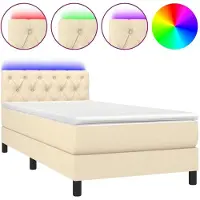 Syfax Boxspringbett mit Matratze & LED Creme 80x200 cm Stoff