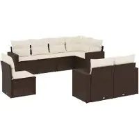vidaXL 8-tlg. Garten-Sofagarnitur mit Kissen Braun Poly Rattan