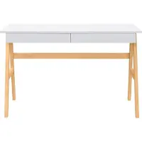 Miliboo Design-Schreibtisch Weiß und Holz BROOK