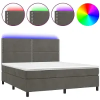 Syfax Boxspringbett mit Matratze & LED Dunkelgrau 160x200 cm Samt