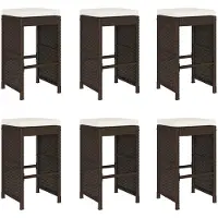 vidaXL Garten-Barhocker mit Kissen 6 Stk. Braun Poly Rattan