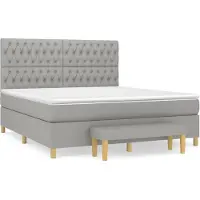 Syfax Boxspringbett mit Matratze Hellgrau 180x200 cm Stoff