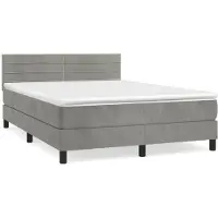 Syfax Boxspringbett mit Matratze Hellgrau 140x190 cm Samt