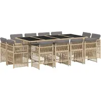 vidaXL 13-tlg. Garten-Essgruppe mit Kissen Beigemischung Poly Rattan