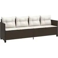 vidaXL Sonnenliege mit Kissen Braun Poly Rattan