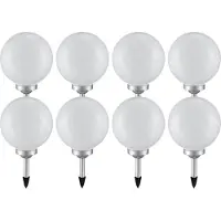 ETC Solarleuchte Kugel Garten Kugelleuchte Solar LED Gartendeko Solarkugel für Außen 20 cm, Leuchtdauer ca. 6-8 Stunden, H 62 cm, 8er Set