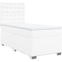 Syfax Boxspringbett mit Matratze Weiß 90x200 cm Kunstleder