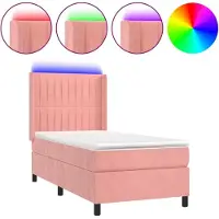 Syfax Boxspringbett mit Matratze & LED Rosa 90x200 cm Samt