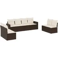 vidaXL 8-tlg. Garten-Sofagarnitur mit Kissen Braun Poly Rattan