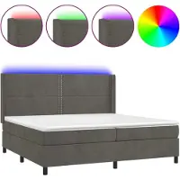 Syfax Boxspringbett mit Matratze & LED Dunkelgrau 200x200 cm Samt