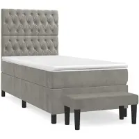 Syfax Boxspringbett mit Matratze Hellgrau 90x190 cm Samt