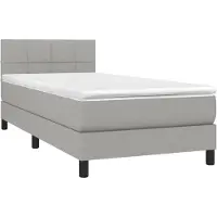 Syfax Boxspringbett, höhenverstellbares Kopfteil, Taschenfederkernmatratze, mittelharter Härtegrad, Stoff (100% Polyester), Hellgrau, 80x200 cm