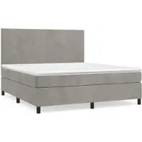 Syfax Boxspringbett mit Matratze Hellgrau 160x200 cm Samt
