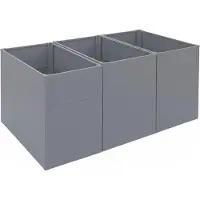 Mendler 3er-Set Hochbeet MCW-P64, Metallhochbeet Gemüse-/Pflanzbeet Blumenkasten Pflanzkübel Stahl 77x150x100cm grau