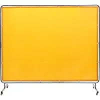 Vevor Schweißvorhang 1,8 x 2,4m Schweißschutzvorhang aus Flammhemmendem Vinyl Schweißschutzwand mit 4 Schwenkrädern und einem 6-stufigen UV-Schutz Schweißerdecke Schweißschutz Gelb