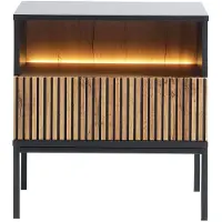 Vente-unique Nachttisch Ovila Schwarz Naturfarben Hell 53.6 cm