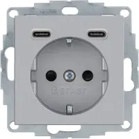 Berker 48151404 Steckdose SCHUKO/USB CC 20W PD B3 alu mt