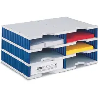 Styro Sortierstation styrodoc Standard, DIN C4, 3 Etagen/2-reihig/6 Fächer, grau/blau