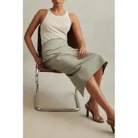 Reiss Wrap Midi Skirt Khaki Größe: 10 | Midiröcke Outlet | Damen | Braun