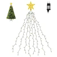 Salcar 2m 280 LED Lichterkette Weihnachtsbaum mit 8 Girlanden und LED Stern, Tannenbaum Lichterkette LED, Christbaum Beleuchtung