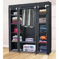 Lendo Online , faltbarer Kleiderschrank, 145 x 44 x 170 cm, Stahl, Schwarz