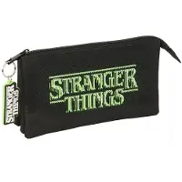 Safta 812584744 Stranger Things Triple Mäppchen Schwarz Mann Schwarz One Size