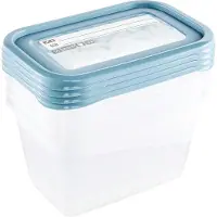 Keeeper Tiefkühldosenset 4-teilig, Wiederbeschreibbarer Deckel, 4 x 750 ml, 15,5 x 10,5 x 8,5 cm, Mia Magic Ice, Nordic Blue