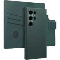 Accezz Samsung Galaxy S24 Ultra Hülle - Echtes Leder - - 2 in 1 Case/Klapphülle - Dunkelgrün