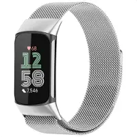 IMoshion Magnetisches Milanaise Armband für das Fitbit Charge 5 - Größe M - Silber