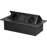 ORNO Einbausteckdose mit aufklappbarem Mechanismus – Anthrazit – 2x 2P+E & 2x USB-A/C 3,6A